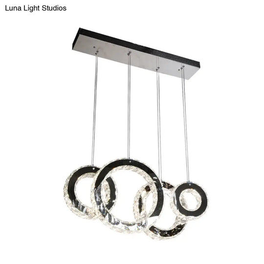 Contemporary Black Crystal Led Pendant Light For Living Room