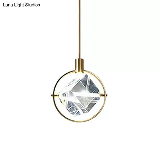 Contemporary Led Crystal Suspension Lamp - Elegant Gold Ring Pendant