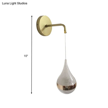 Contemporary Led Crystal Wall Sconce Light: Gold Teardrop Fixture Warm/White/3 Color Lighting