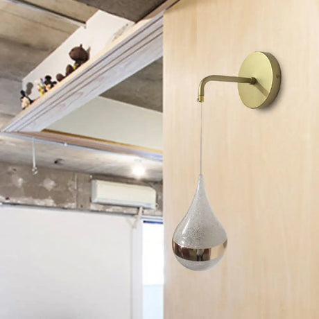 Contemporary Led Crystal Wall Sconce Light: Gold Teardrop Fixture Warm/White/3 Color Lighting / Warm