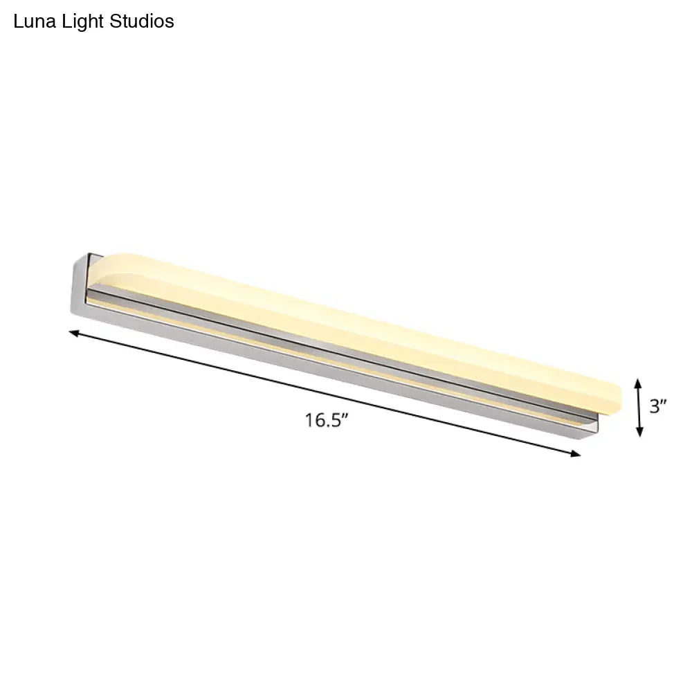 Contemporary Led Cylinder Bar Light In Nickel For Shower Room Vanity - Warm/White