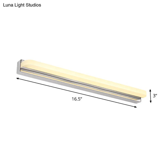 Contemporary Led Cylinder Bar Light In Nickel For Shower Room Vanity - Warm/White