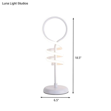 Contemporary Led Desk Lamp - White Lollipop Light With Spiral Design Warm/White Ideal For Reading