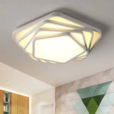 Contemporary Led Flush Ceiling Light - Pentagon Design In Warm/White For Bedroom Acrylic Diffuser