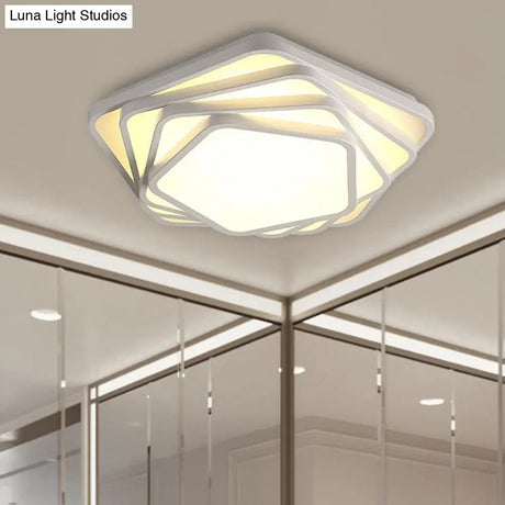 Contemporary Led Flush Ceiling Light - Pentagon Design In Warm/White For Bedroom Acrylic Diffuser