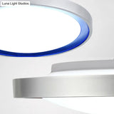 Contemporary Led Flush Light In Orange/Blue/Purple With Warm/White Glow - 14’/16’/20’ Metal