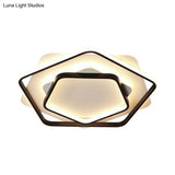 Contemporary Led Flush Light: Pentagon Thin Acrylic Ceiling Lamp In Black/White Warm/White Lighting