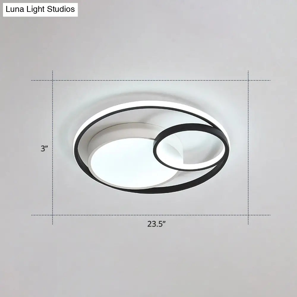 Contemporary Led Flush Mount Ceiling Lamp - Circular Acrylic Bedroom Light Fixture Black-White /