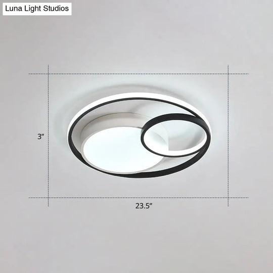 Contemporary Led Flush Mount Ceiling Lamp - Circular Acrylic Bedroom Light Fixture Black-White /