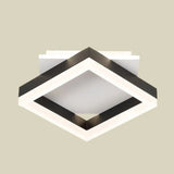 Contemporary Led Flush Mount Ceiling Light For Bedroom In Black & White Squares With Warm/White Glow