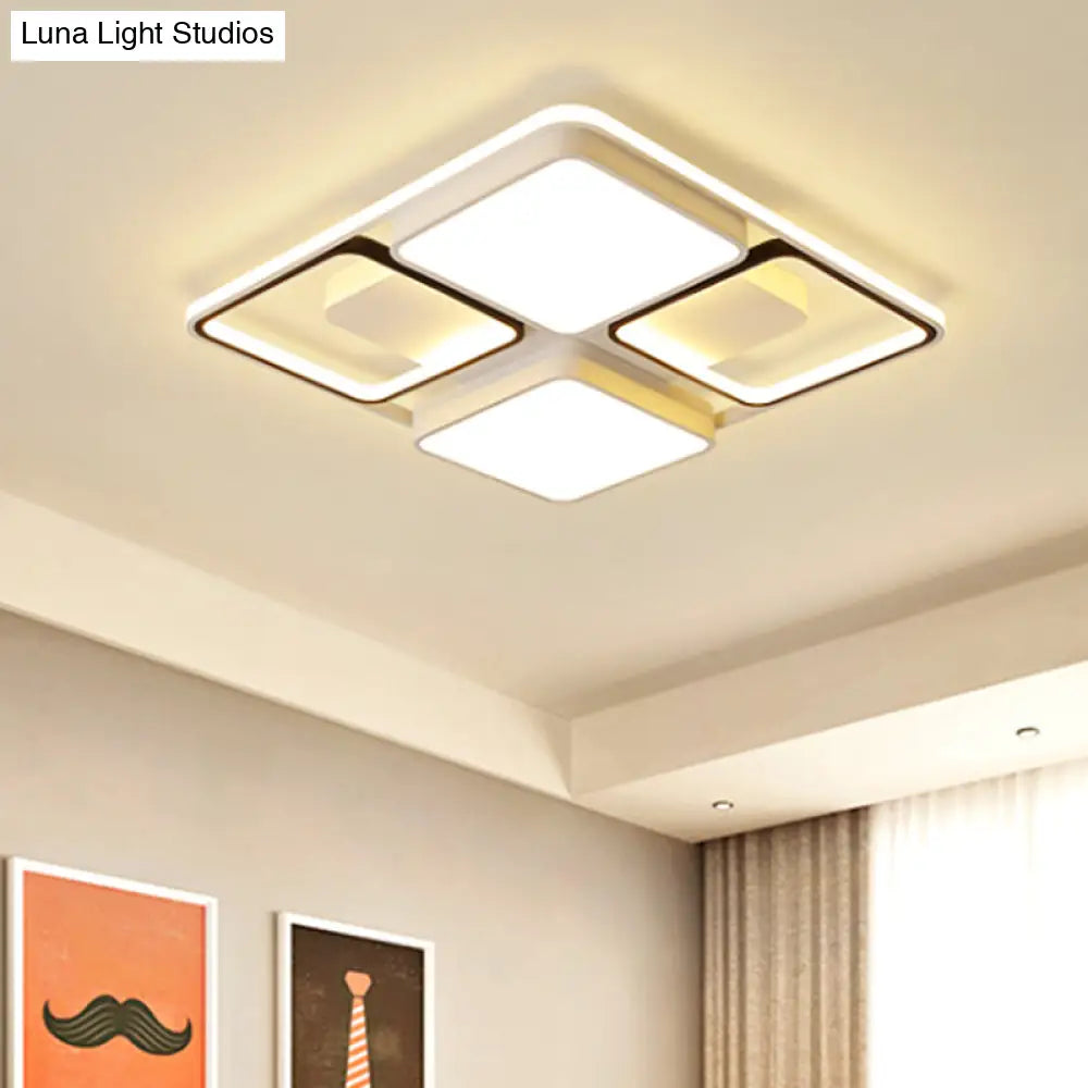 Contemporary Led Flush Mount Ceiling Light In Black/White 19.5’/45’ Wide White / 19.5’
