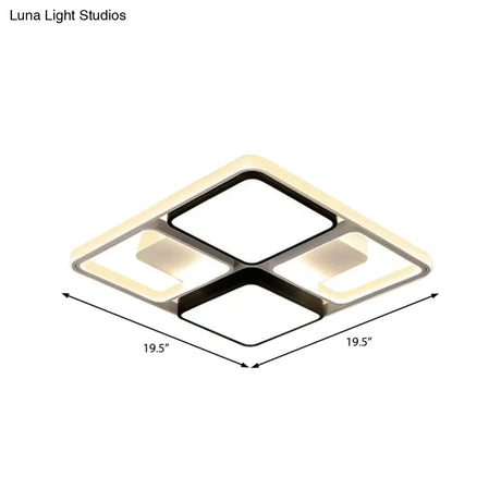 Contemporary Led Flush Mount Ceiling Light In Black/White 19.5’/45’ Wide