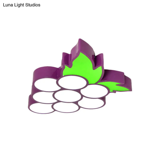 Contemporary Led Flush Mount Light Fixture With Acrylic Shade - White Grape/Banana/Apple Theme