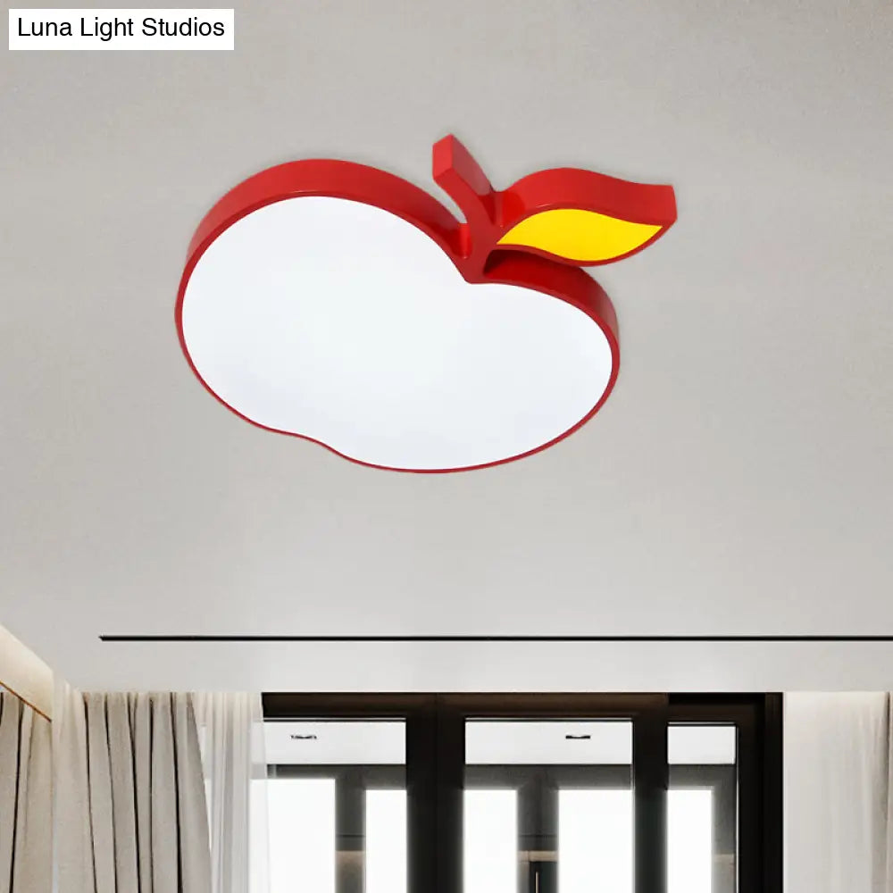 Contemporary Led Flush Mount Light Fixture With Acrylic Shade - White Grape/Banana/Apple Theme