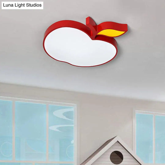 Contemporary Led Flush Mount Light Fixture With Acrylic Shade - White Grape/Banana/Apple Theme