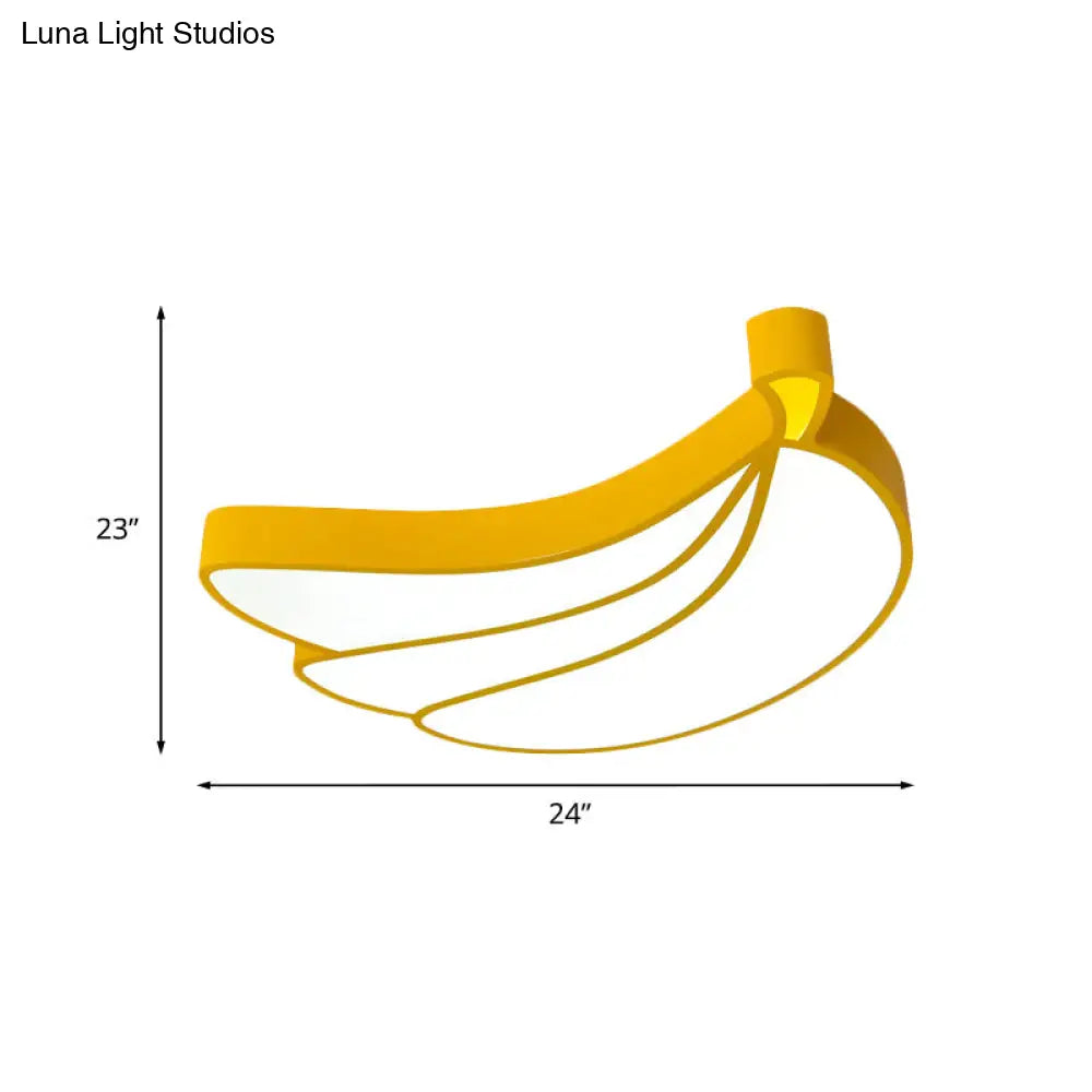 Contemporary Led Flush Mount Light Fixture With Acrylic Shade - White Grape/Banana/Apple Theme