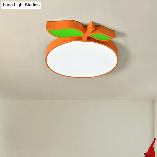Contemporary Led Flush Mount Light Fixture With Acrylic Shade - White Grape/Banana/Apple Theme