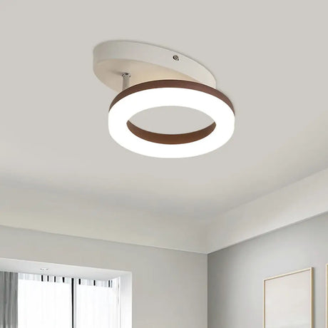 Contemporary Led Flush Mount Light With White/Warm Glow & Metal Ring In 8.5’/11.5’ Width White