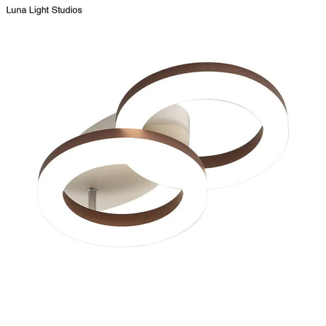 Contemporary Led Flush Mount Light With White/Warm Glow & Metal Ring In 8.5’/11.5’ Width