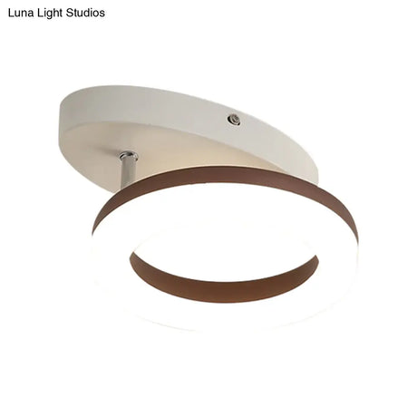 Contemporary Led Flush Mount Light With White/Warm Glow & Metal Ring In 8.5’/11.5’ Width