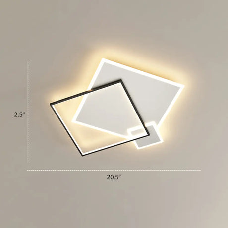 Contemporary Led Flush Mount Metal Ceiling Light For Bedrooms Black - White / 19.5’ Square Plate