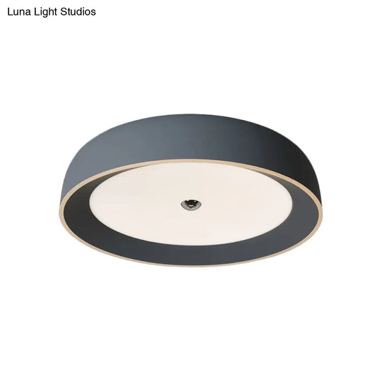 Contemporary Led Flushmount Ceiling Light For Bedroom - Grey/Coffee Tone Pivoting Ring Design