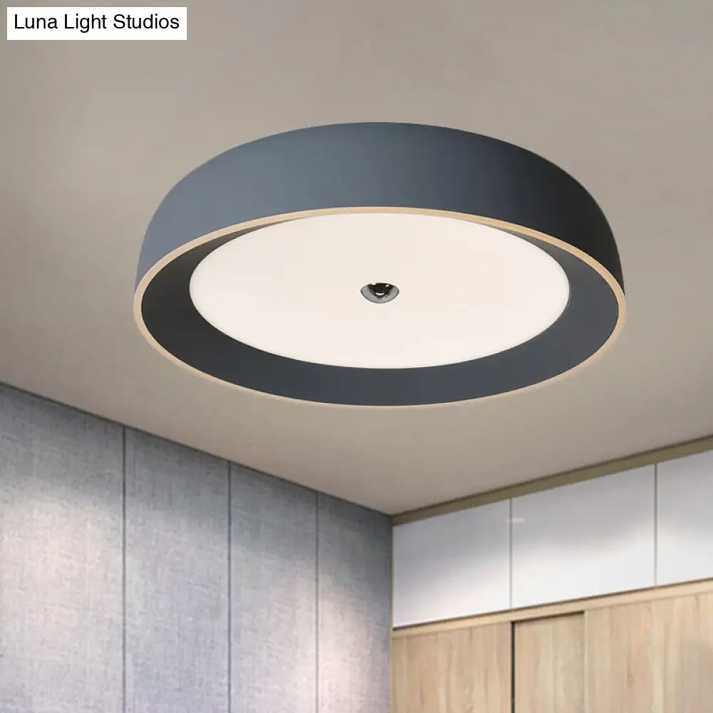 Contemporary Led Flushmount Ceiling Light For Bedroom - Grey/Coffee Tone Pivoting Ring Design