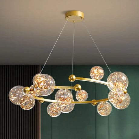 Contemporary Led Glass Orb Chandelier - Glow String & Down Lighting 15 / Gold