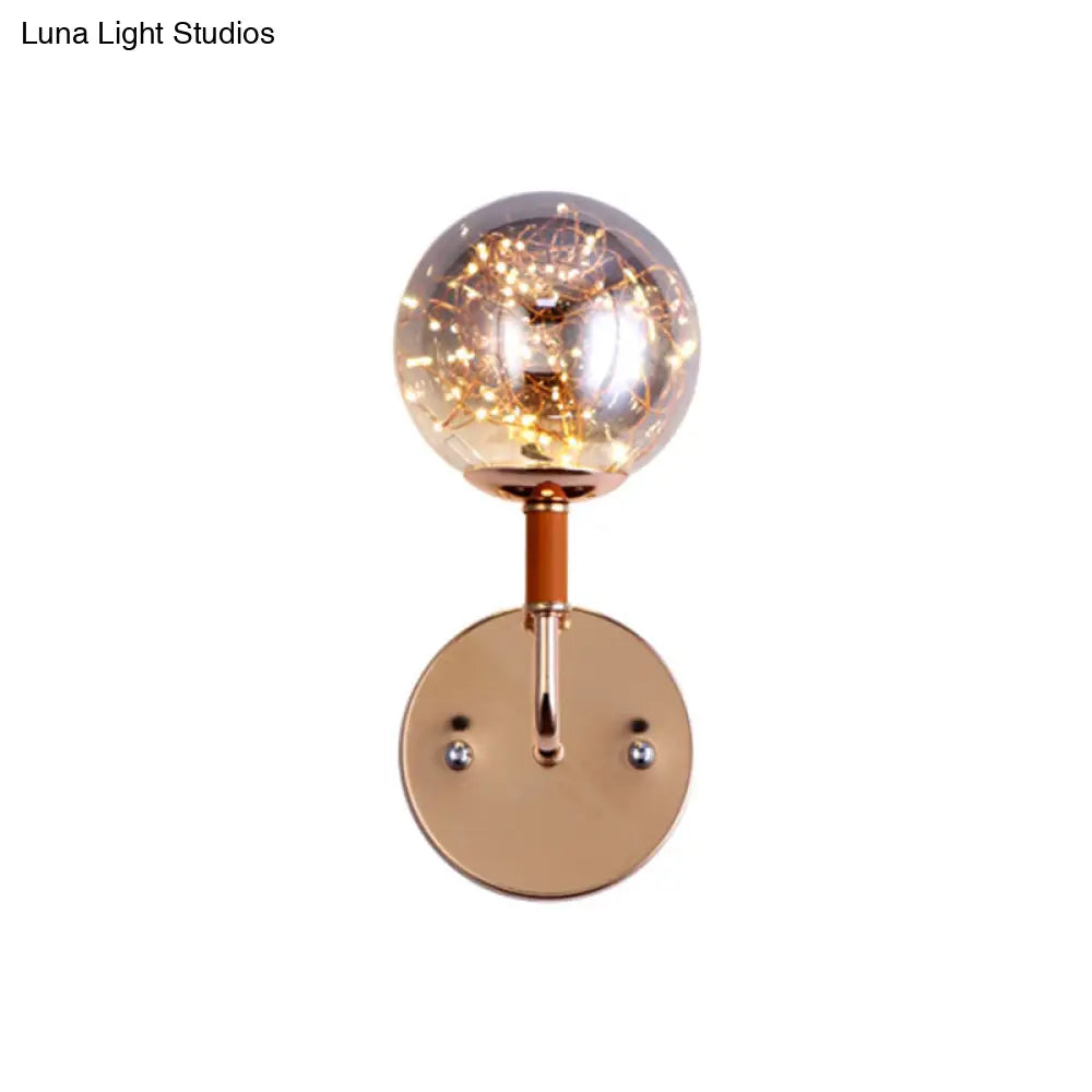 Contemporary Led Glass Wall Mount Light With Bedroom Starry Theme