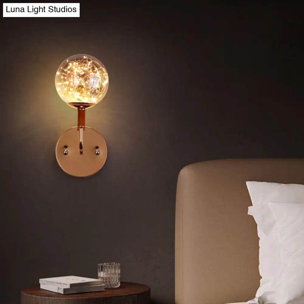 Contemporary Led Glass Wall Mount Light With Bedroom Starry Theme