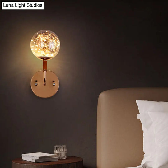 Contemporary Led Glass Wall Mount Light With Bedroom Starry Theme