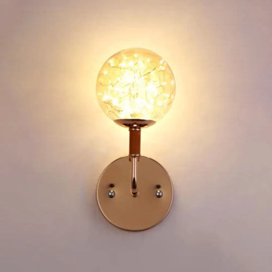 Contemporary Led Glass Wall Mount Light With Bedroom Starry Theme Gold / Amber
