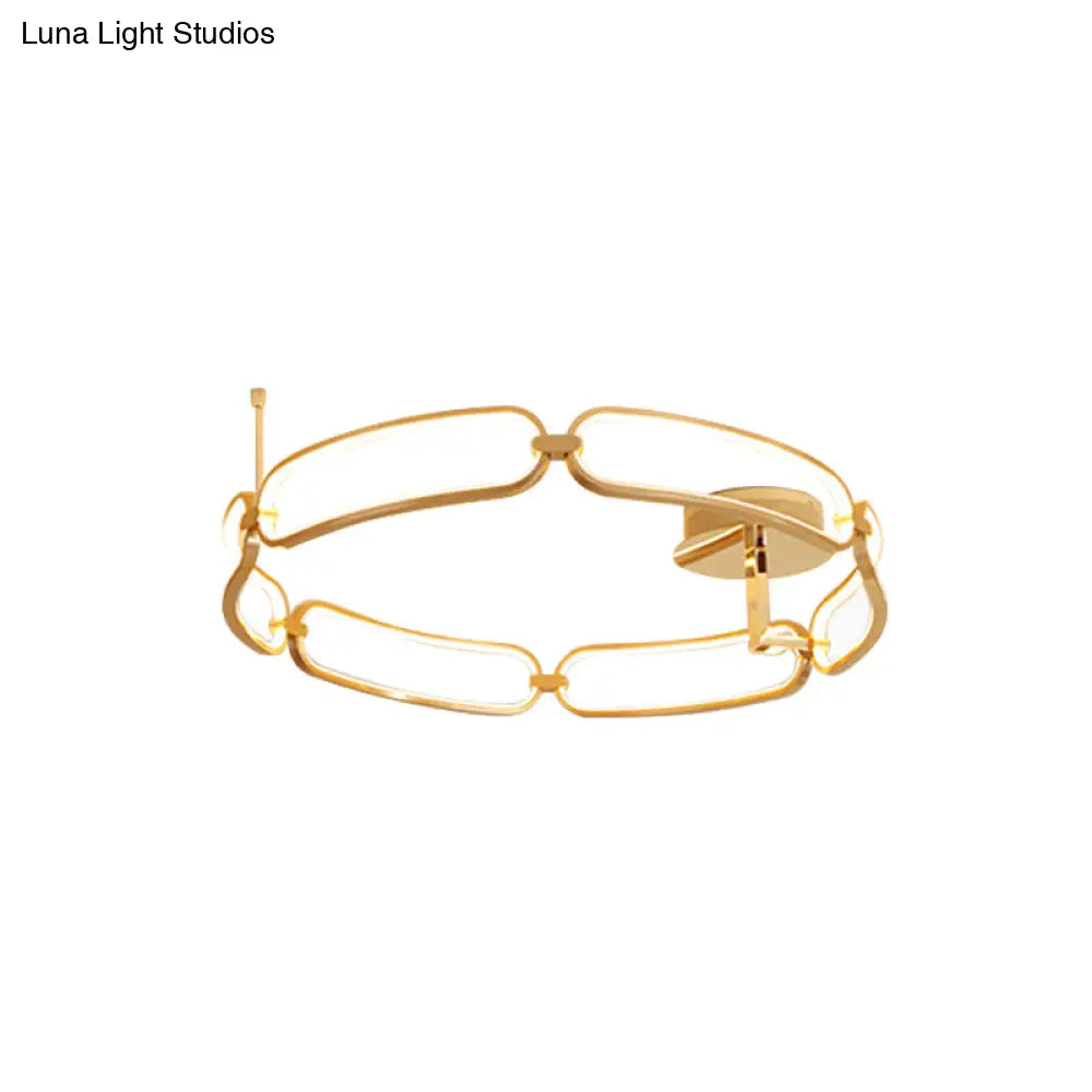 Contemporary Led Gold Flush Ceiling Light: 18’/23.5’/31.5’ Wide Acrylic Fixture In