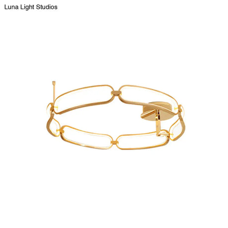 Contemporary Led Gold Flush Ceiling Light: 18’/23.5’/31.5’ Wide Acrylic Fixture In
