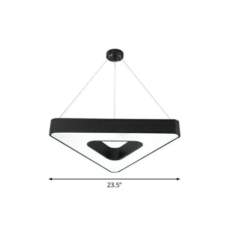 Contemporary Led Gym Chandelier - Modern Triangular Acrylic Suspension Light (Black) Black / 23.5