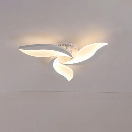 Contemporary Led Leaf Shaped Flushmount Lighting With Acrylic Diffuser - 3/12/15 Lights White 3 /