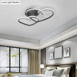 Contemporary Led Loving Heart Semi Flush Mount Light For Bedrooms Black / 21.5 White