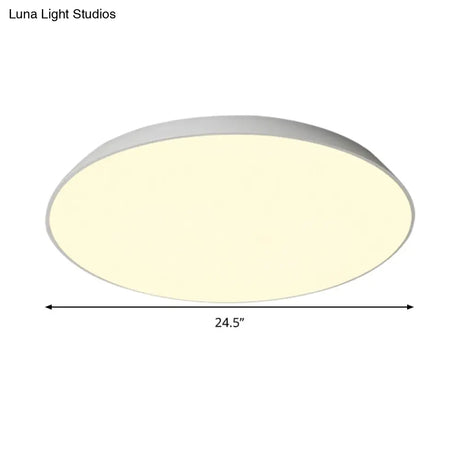 Contemporary Led Metallic Flush Mount Light - White Tray Ceiling Lamp For Bedroom