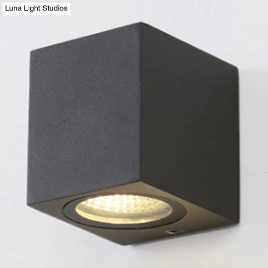 Contemporary Led Outdoor Wall Mount Sconce Light With Metal Shade - Black