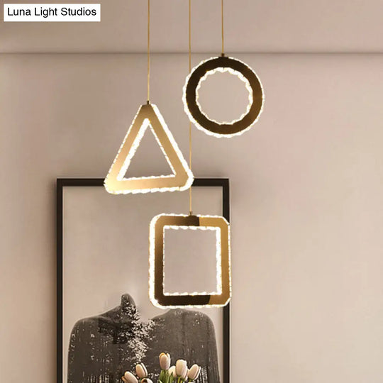 Contemporary Led Pendant Lighting With Clear Crystals And Stainless-Steel Finish