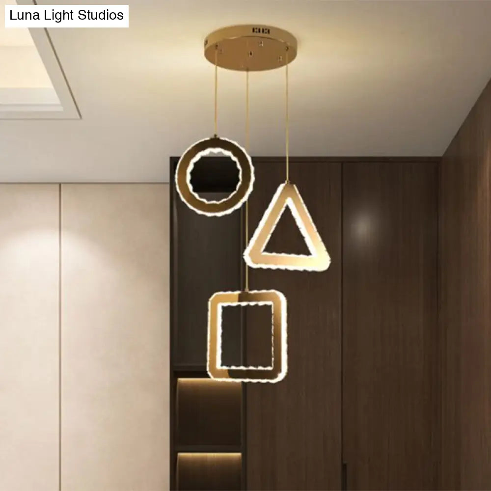 Contemporary Led Pendant Lighting With Clear Crystals And Stainless-Steel Finish