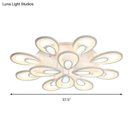 Contemporary Led Petal Flush Mount Light Fixture: 6/12/15 Lights Warm/White/Natural White Ceiling