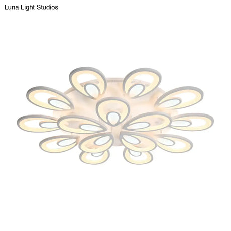 Contemporary Led Petal Flush Mount Light Fixture: 6/12/15 Lights Warm/White/Natural White Ceiling