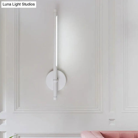 Contemporary Led Sconce Light - Metal And Acrylic Shade Black/White Tubular Wall Mount Warm/White