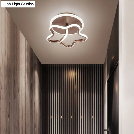 Contemporary Led Star Flush Mount Ceiling Light - Perfect For Corridors Coffee / White