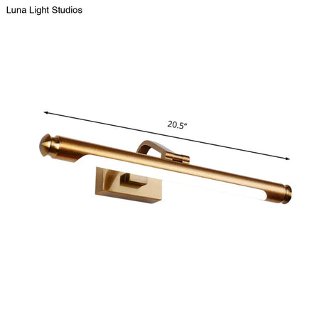 Contemporary Led Vanity Light In Gold Finish - Tubed Wall Sconce For Kitchen 20.5/26 W