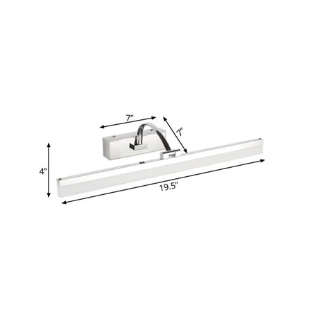Contemporary Led Vanity Light Slim Acrylic Design Chrome Finish Wall Mounted Bathroom Lamp (16/19.5