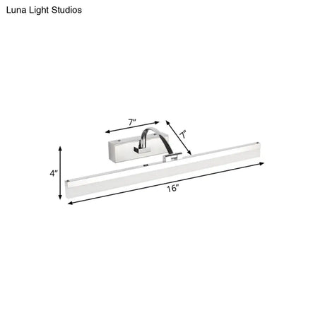 Contemporary Led Vanity Light Slim Acrylic Design Chrome Finish Wall Mounted Bathroom Lamp (16/19.5