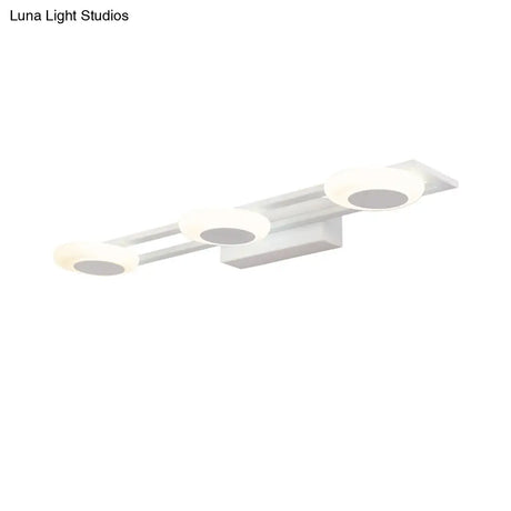 Contemporary Led Vanity Sconce: White Round Acrylic Wall Mounted Light 3 Lights