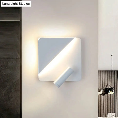 Contemporary Led Wall Lamp For Bedroom And Study With Black/White Metal Spotlight